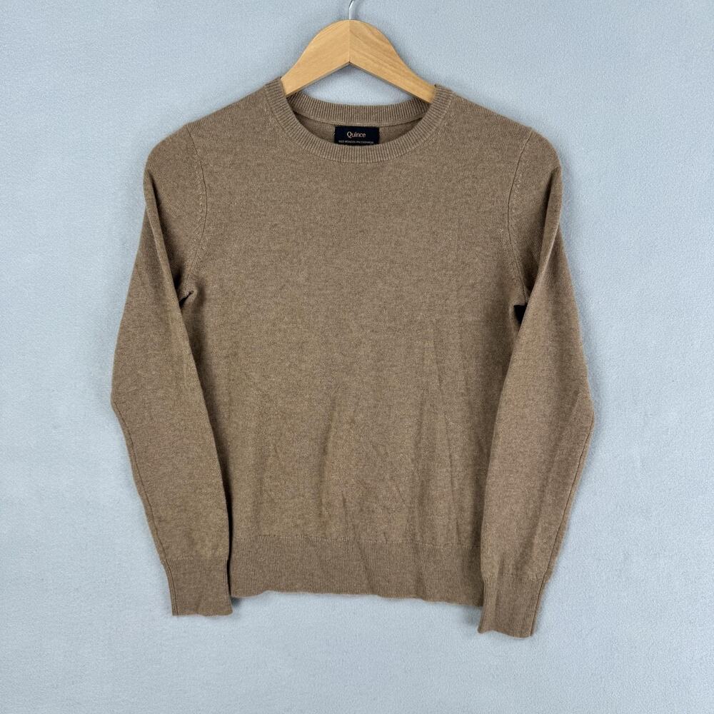 Quince Sweater Womens XS Brown 100% Cashmere Crewneck Pullover Knit Soft